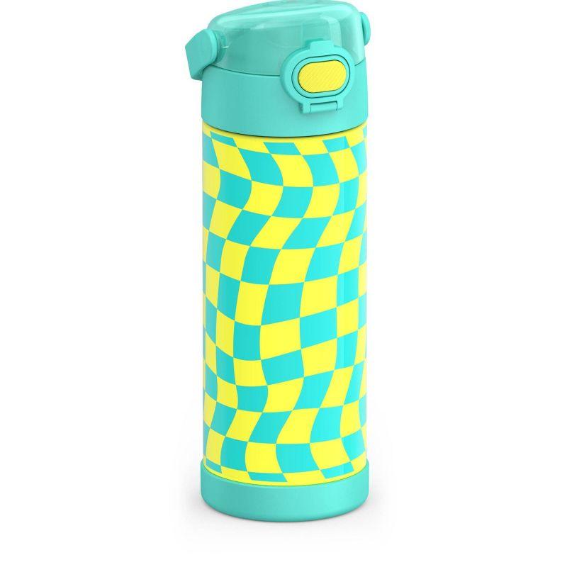 Teal Checkered Stainless Steel 16oz FUNtainer Water Bottle