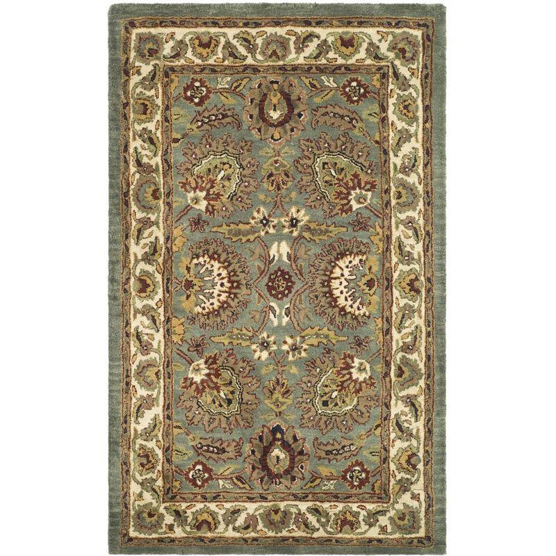 Classic Celadon and Ivory Hand-Tufted Wool Rug, 3' x 5'