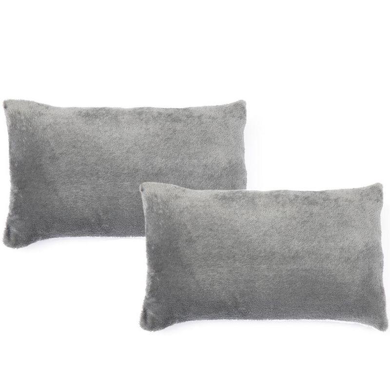 Gray Arctic Velvet and Microfleece Throw Pillow Set