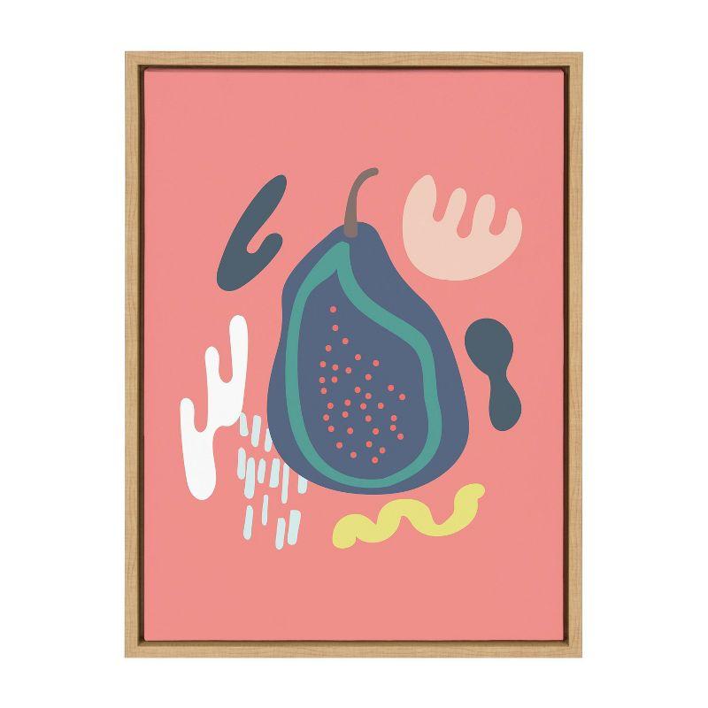 18" x 24" Sylvie Abstract Fruit Pink Framed Canvas by Queenbe Monyei - Kate & Laurel: Tropical Wall Art