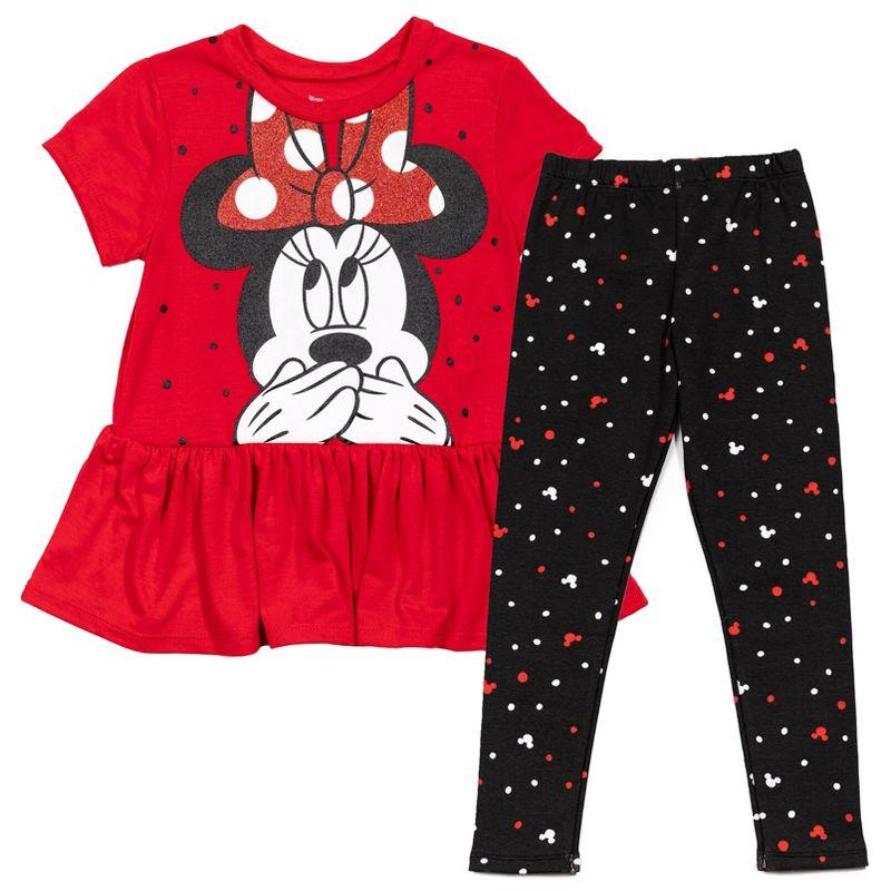 Disney Minnie Mouse Big Girls Graphic T-Shirt & Leggings Red/Black 14-16
