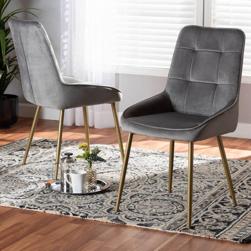 2pc Gavino Metal Dining Chair Set - Baxton Studio