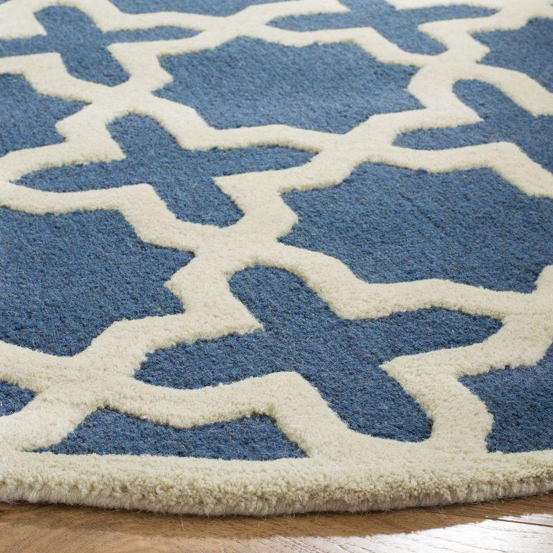 Cambridge CAM125 Tufted Indoor Area Rug - Navy Blue/Ivory - 4'x4' Round - Safavieh