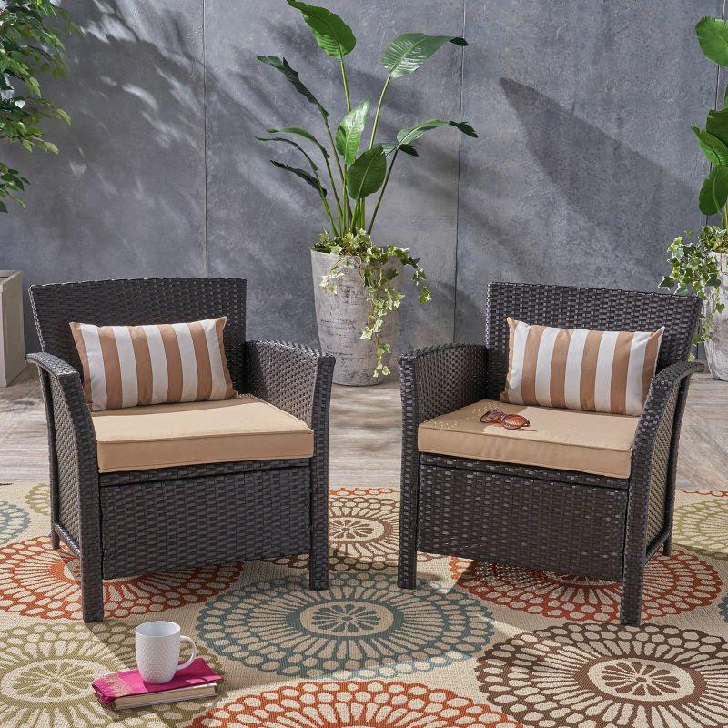 St Lucia 2pc Wicker Club Chairs: Cushioned, Weather-Resistant - Christopher Knight Home