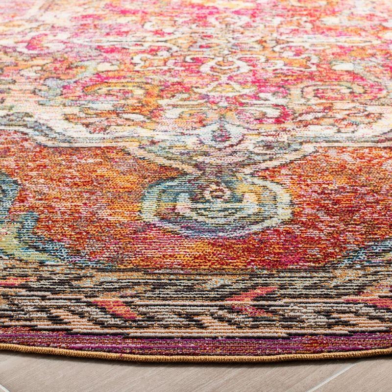 Crystal CRS502 Power Loomed Area Rug - Orange/Light Blue - 7' Round - Safavieh.