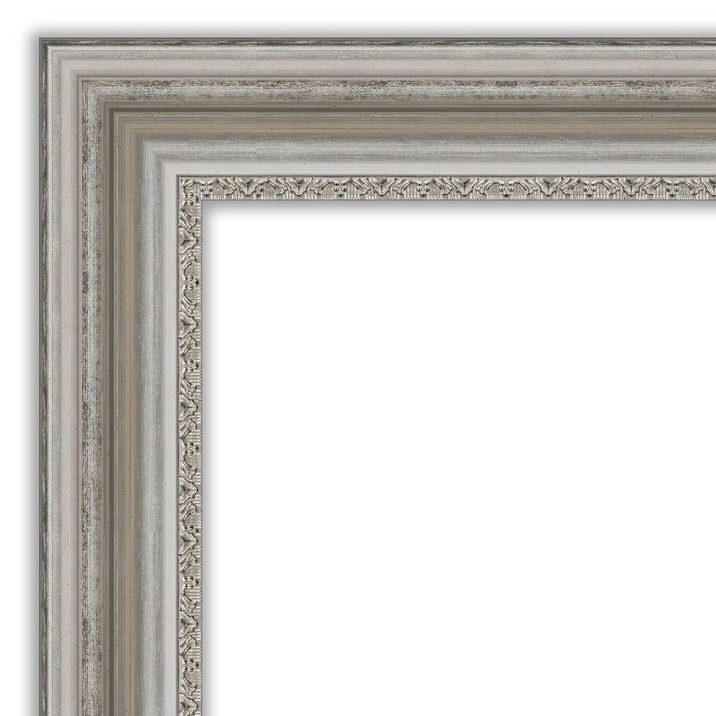 Amanti Art 42" x 30" Parlor Framed Bathroom Vanity Wall Mirror Silver: Modern Style, Beveled Glass, Wood Frame, Wall Mounted