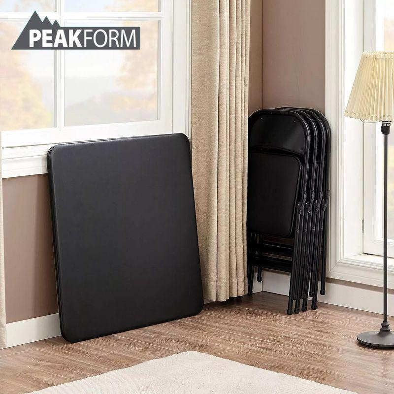 Peakform 5 Piece Folding Vinyl Tables and Chairs with Easy Cleaning and Storage for Home Use, Indoor Spaces, and Office, Black