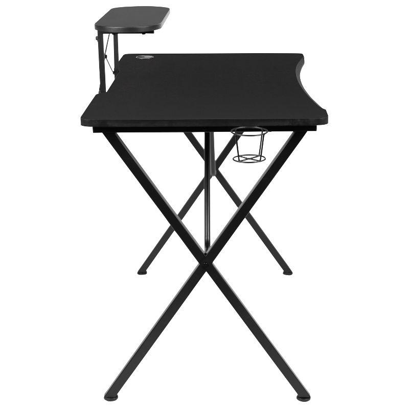 Flash Furniture Black Gaming Desk with Cup Holder, Headphone Hook, and Monitor/Smartphone Stand