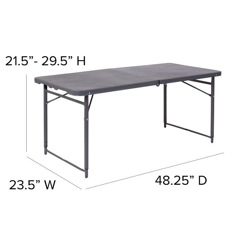 Noah 48.25" Plastic Rectangular Adjustable Fold-in-Half Table with Handle