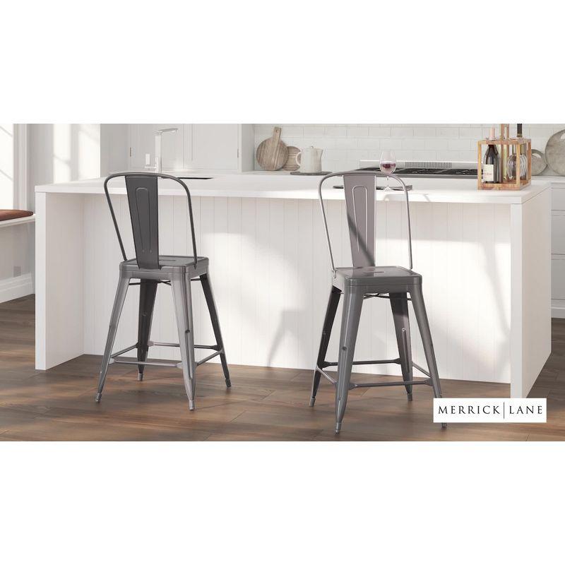 Merrick Lane 24" Modern Counter Height Stool with Powder Coated Metal Frame in Clear Coated Finish for Indoor Use