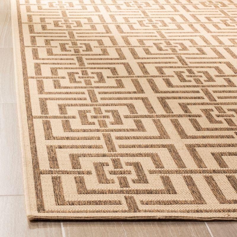 Beige Geometric Flat Woven Synthetic 5' x 7' Area Rug