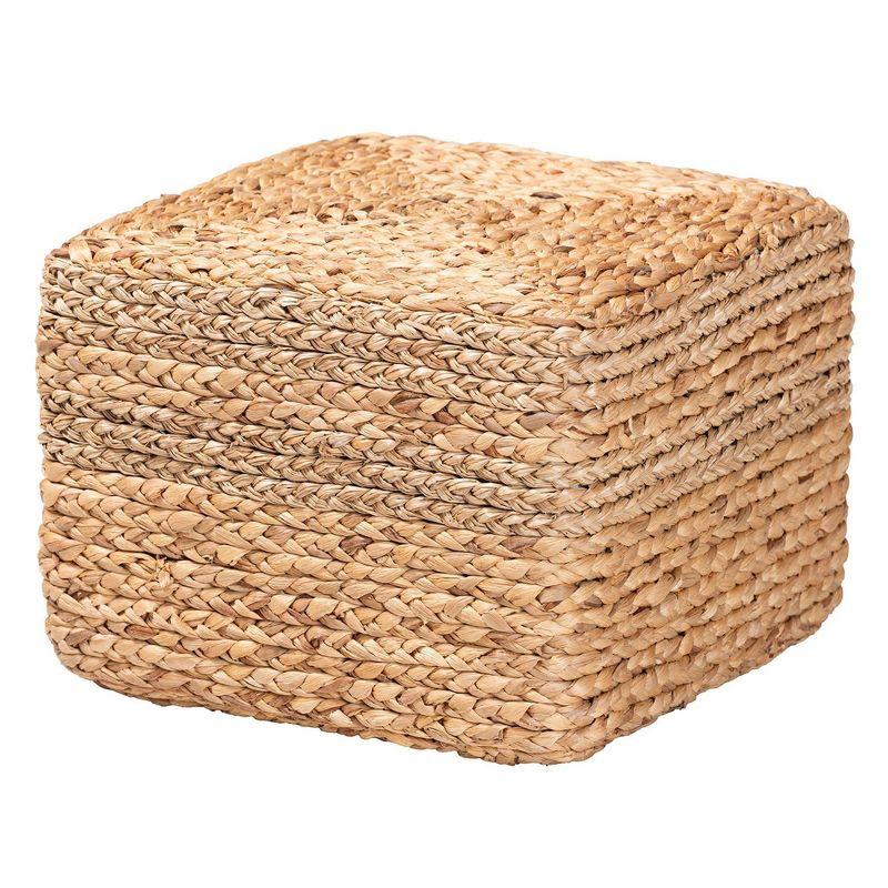 bali & pari Marella Seagrass Footstool Natural Brown: Bohemian Design, No Assembly, Spot Clean