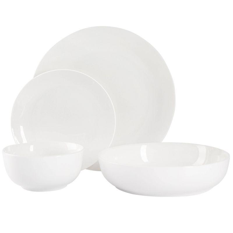 16-Piece White Porcelain Square Dinnerware Set