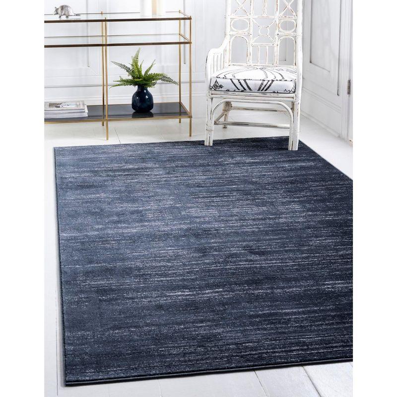 Navy Blue Rectangular Synthetic Easy Care Area Rug 9' x 12'