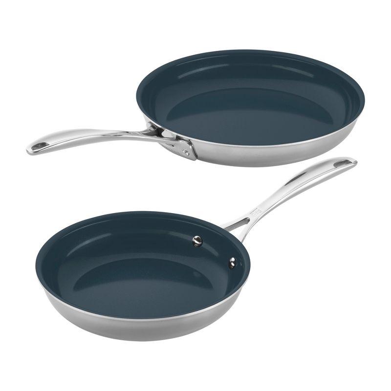 ZWILLING Clad CFX 2-pc Stainless Steel Ceramic Nonstick Fry Pan Set