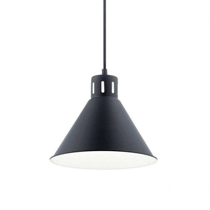 Zailey 10.75" Black and White Transitional Bowl Pendant Light