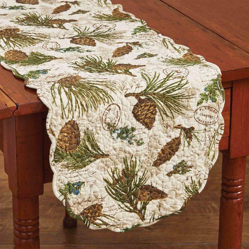 Winter Pinecone Cotton Table Runner 36"L