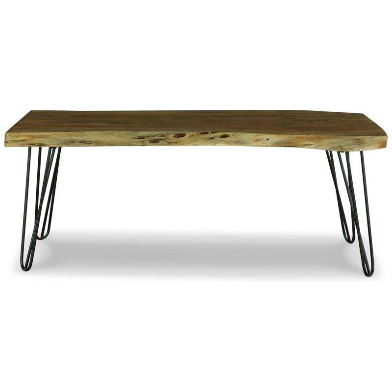 Haileeten 45'' Black/Brown Solid Wood Bench with Hairpin Legs