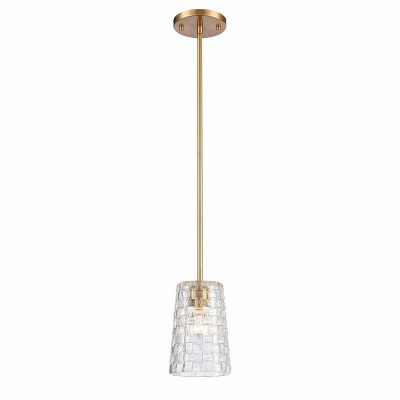 Satin Brass Mini Pendant with Clear Crystal Shade