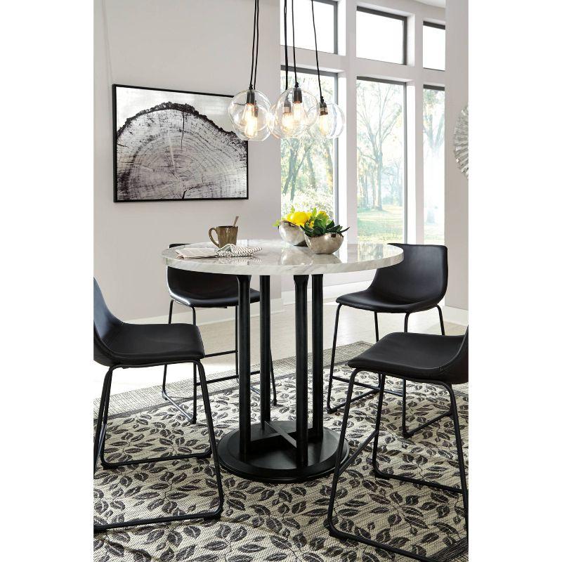 Centiar Round Dining Table Black - Signature Design by Ashley: Faux Marble Top, Counter Height, 4-Seater