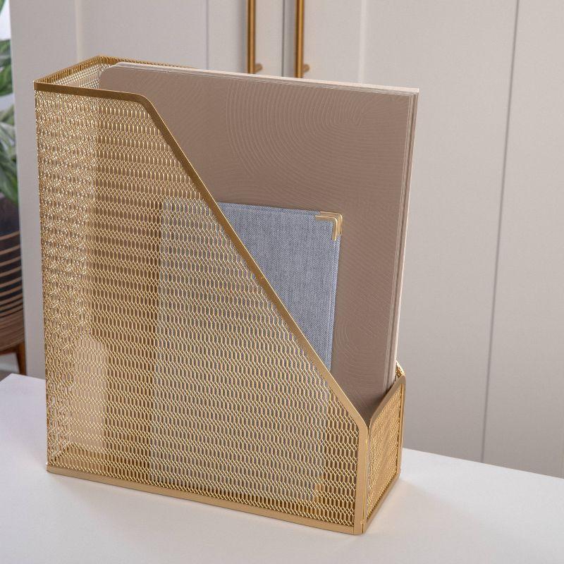 Martha Stewart Mesh Metal Single Slot Magazine File Holder Gold