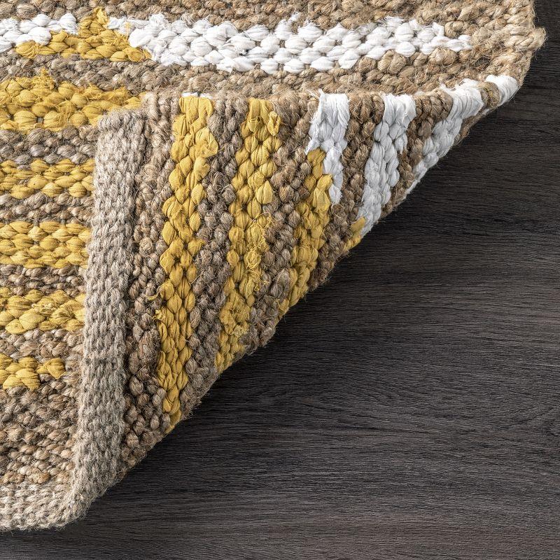 nuLOOM Hand Braided Marla Denim And Jute Diamonds Area Rug, 3' x 5', Yellow