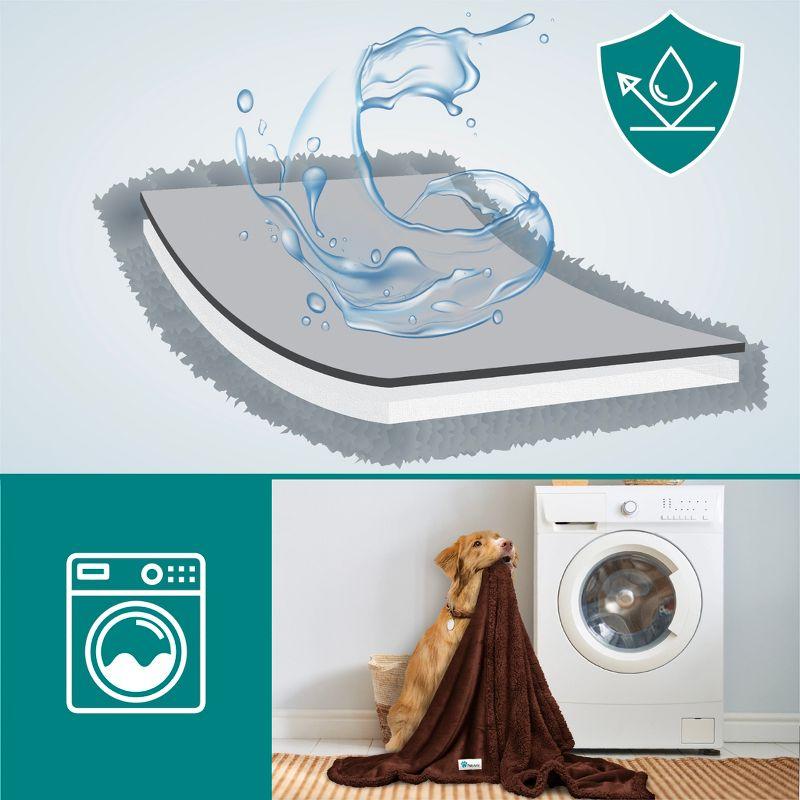 PetAmi Waterproof Dog Blanket for Bed Couch Sofa Cover, Reversible Faux Shearling Fleece Pet Throw (Brown/Brown Faux Shearling, Medium 29 x 40 Inches)