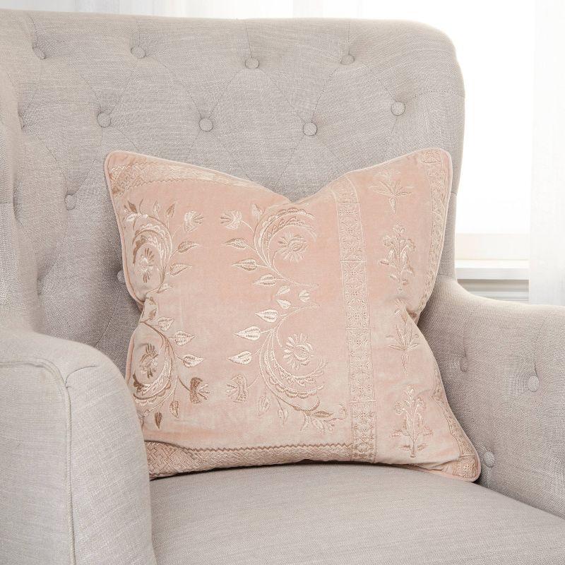 20"x20" Oversize Poly Filled Solid Square Throw Pillow Cover Blush - Rizzy Home: Cotton, Reversible, Zippered
