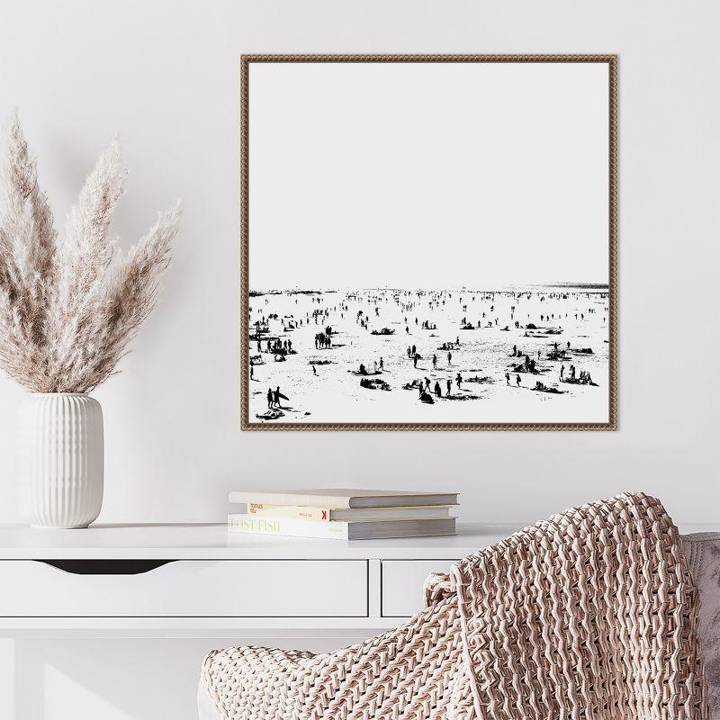 Amanti Art Beach BnW II by Dan Hobday Canvas Wall Art Print Framed 22 x 22-in.