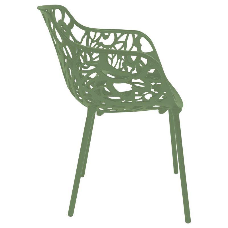 LeisureMod Devon Aluminum Stackable Outdoor Dining Armchair Set of 2, Khaki Green