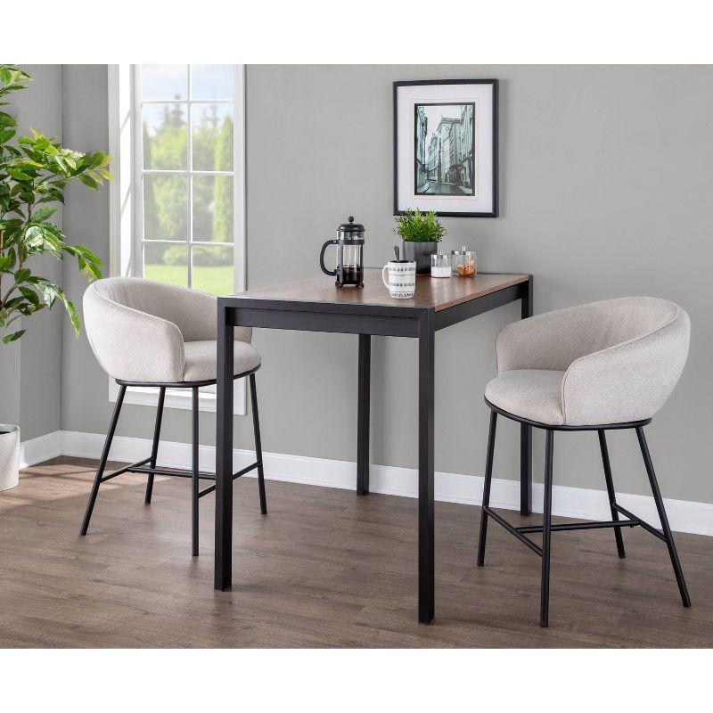 Set of 2 Ashland Counter Height Barstools Cream - LumiSource: Upholstered, Steel Frame, Foam Filled, Fixed Height