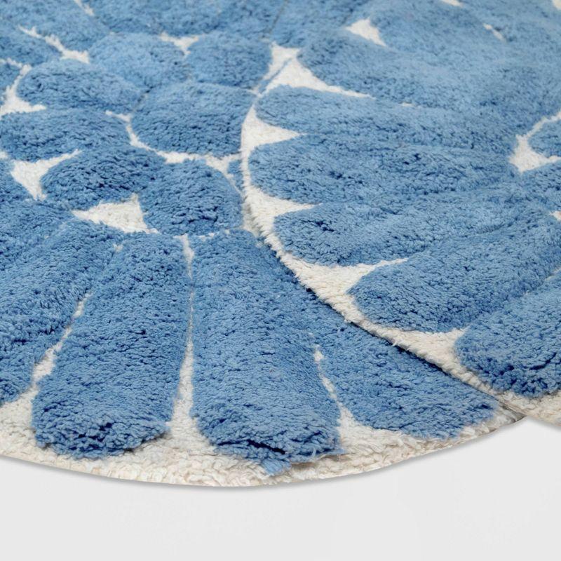 2pc Bursting Flower Bath Rug Set Light Blue - Chesapeake Merchandising: Cotton Tufted, Machine Washable, Non-Slip Backing