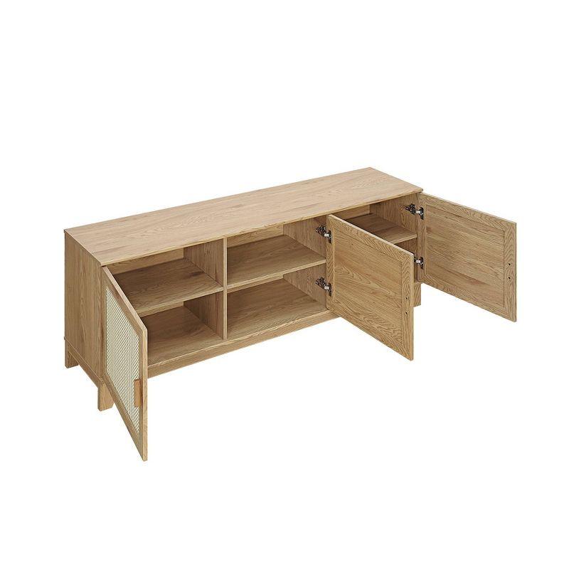 Manhattan Comfort Sheridan Modern 6 Shelf Cane TV Stand for TVs up to 55" Natural: Media Console with Cable Management
