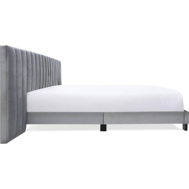 Gramercy Channel Tufted Upholstered Bed Gray Velvet - Finch