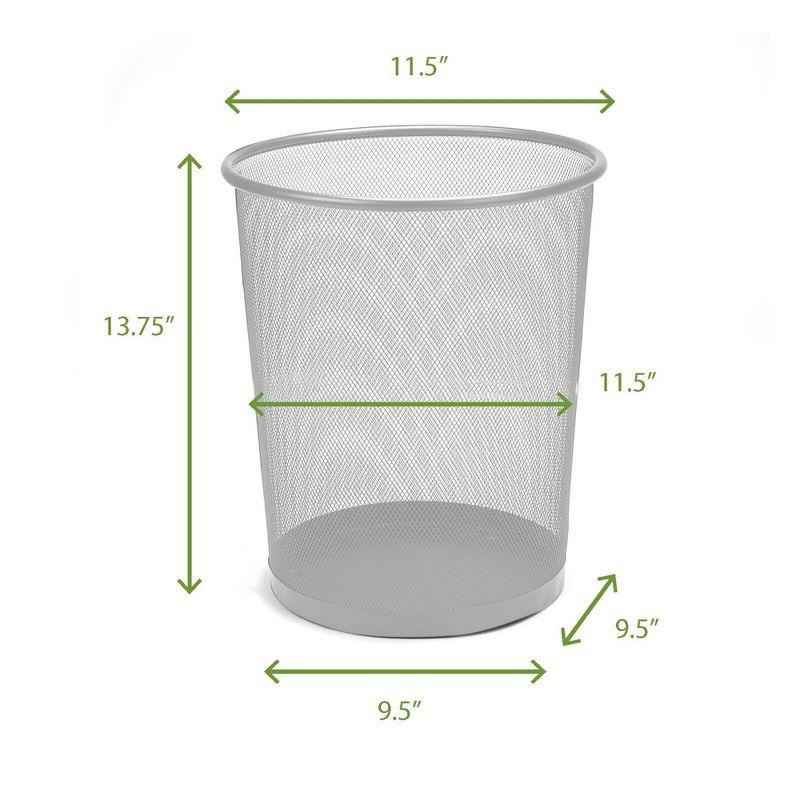 Silver Stainless Steel Mesh Office Trash Can, 12" x 14.5"