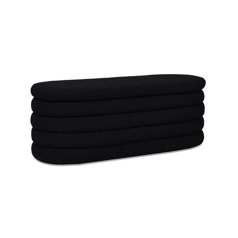 Everly Quinn Boucle Upholstered Storage Bench