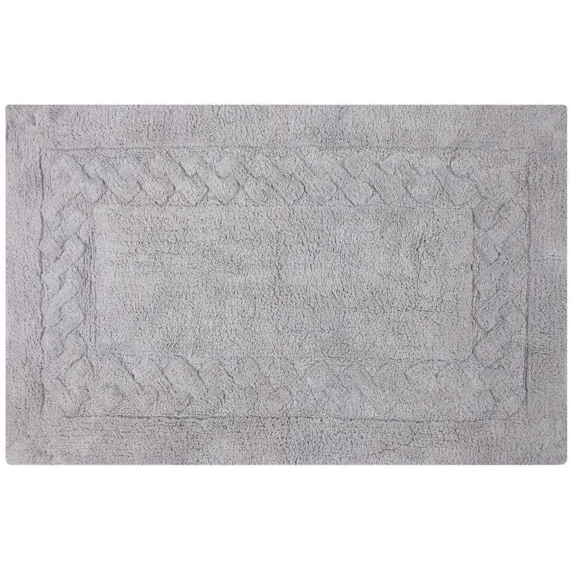 Knightsbridge Chain Bath Rug Cotton Non Skid Back - 20" x 30", Silver