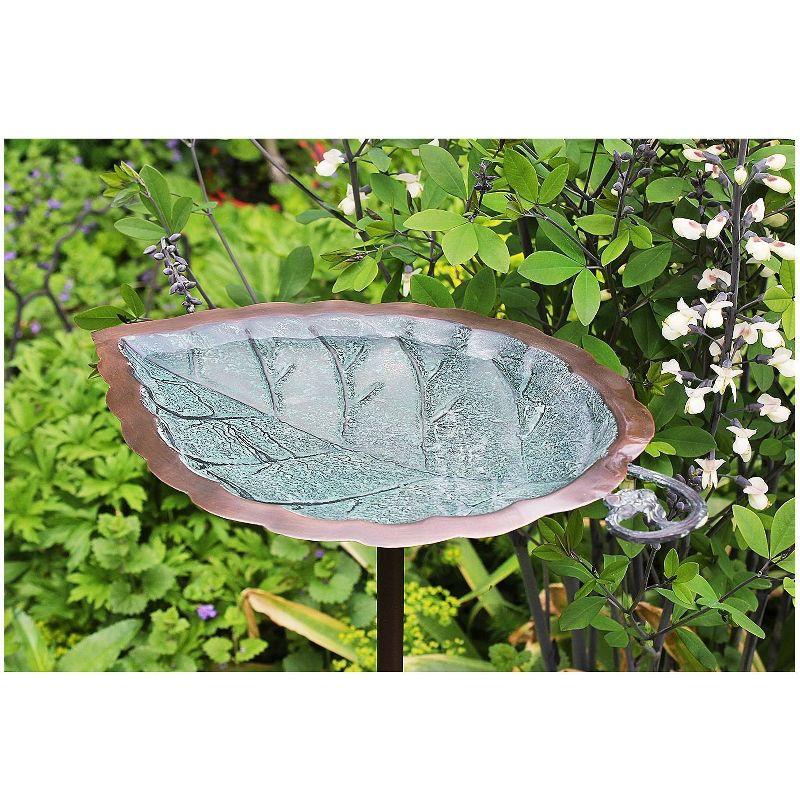 Antique Brass Leaf Birdbath with Iron Stake