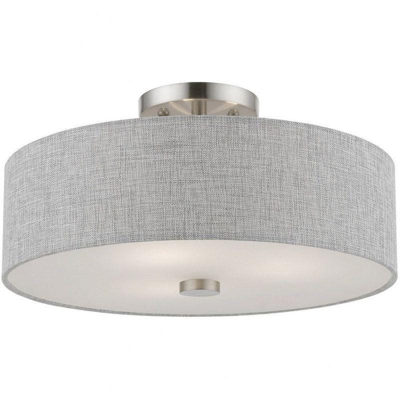 Livex Lighting Dakota 3 - Light Semi-Flush Mount in  Brushed Nickel/Shiny White