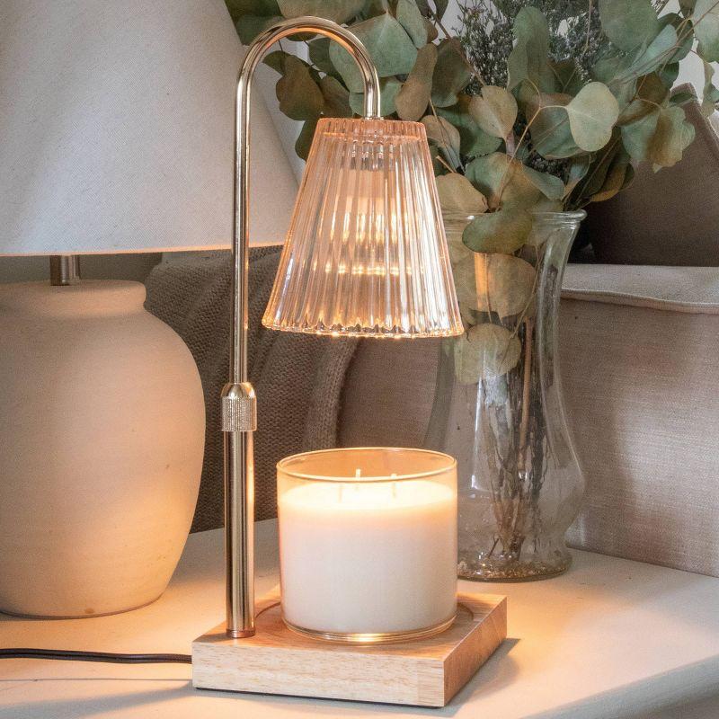 Sparoom Candle Lamp Warmer Crystal Ribbed Shade: Electric Glass Warmer, Contemporary Decor, Rose Gold