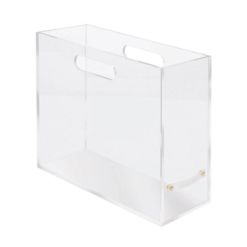 RUSSELL + HAZEL Acrylic File Box Slim: Clear Desk Organizer, Office Supplies, File Holder, 10" H x 12.25" D x 4.5" W