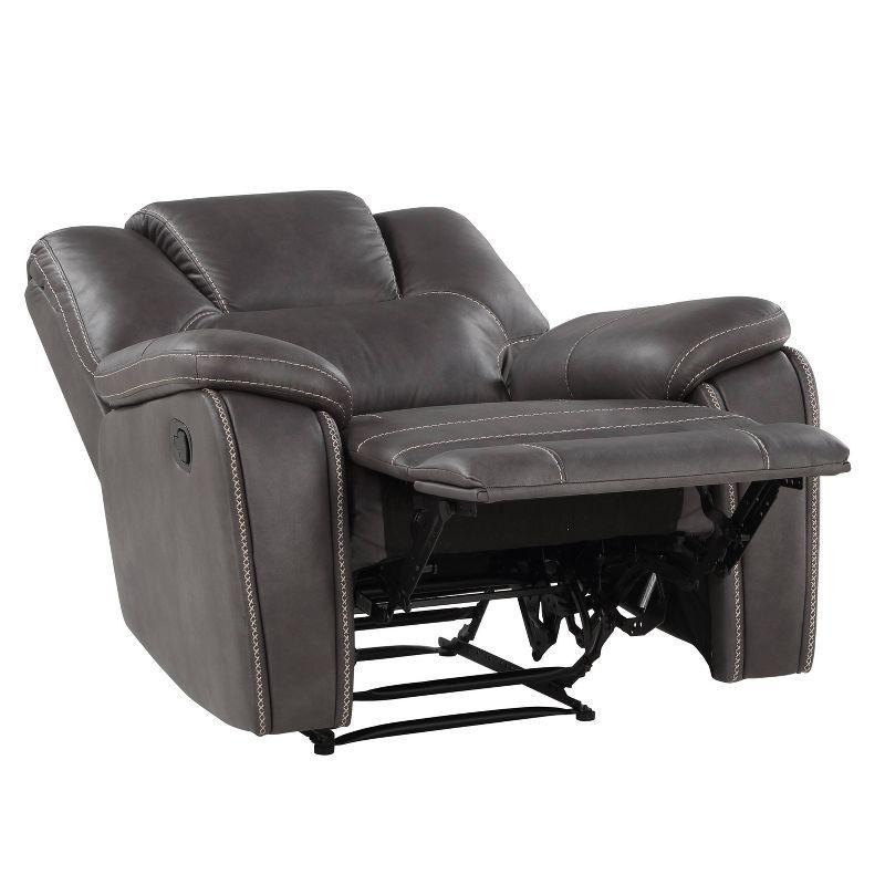 Katrine Manual Recliner Charcoal - Steve Silver Co.: Faux Leather Upholstery, Plywood Frame, No Tools Assembly