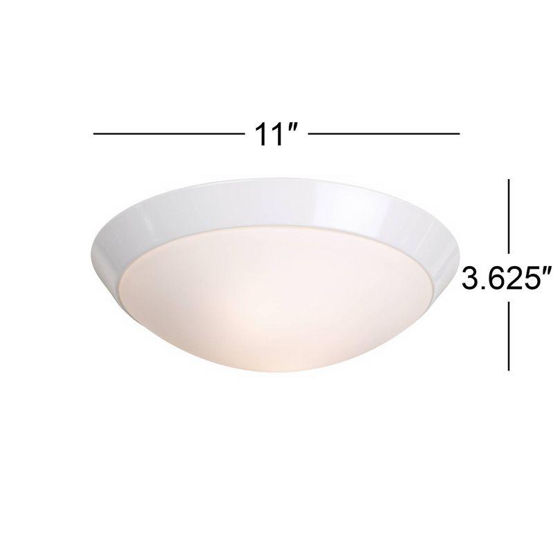 360 Lighting Davis Modern Ceiling Light Flush Mount Fixture 11" Wide White Ring Frosted Glass Dome Shade for Bedroom Kitchen Living Room Hallway House