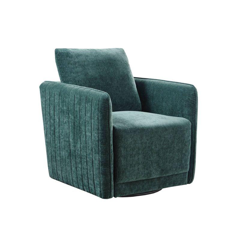 Adobe Upholstered 360 Degree Swivel Chair Green - Madison Park: Channel Quilted, Comfortable Accent Seating