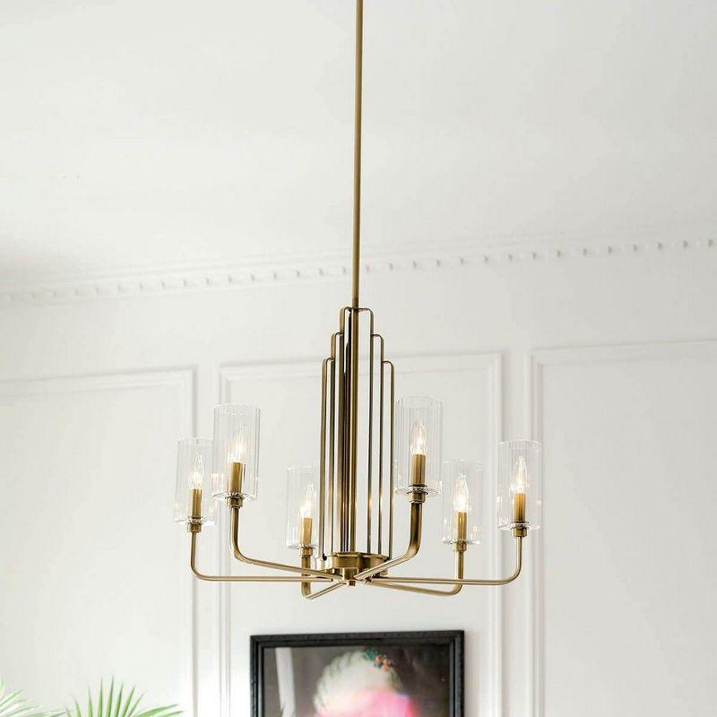 Kimrose™ 6 Light Chandelier with Clear Fluted Glass Brushed Natural Brass