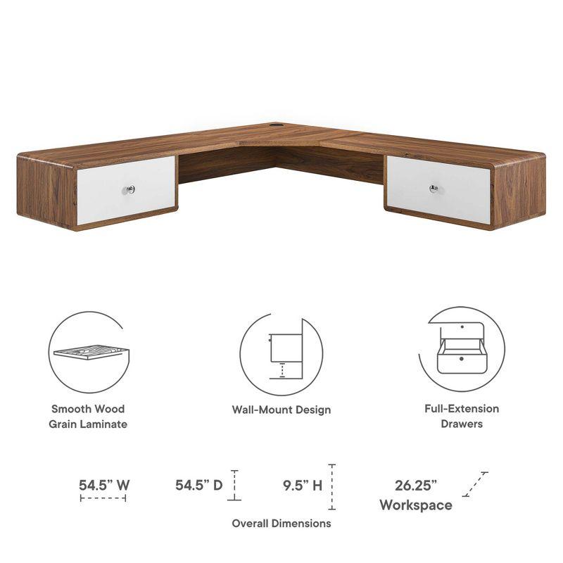 Modway Modway Transmit 55" Wall Mount Corner Wood Office Desk