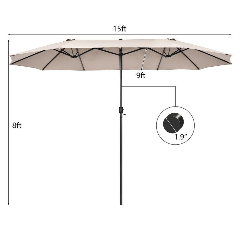 Beige 15FT Double-Sided Patio Umbrella with Metal Pole