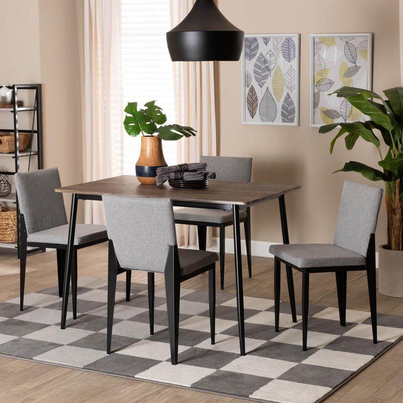 Bishop Industrial Gray Fabric and Metal 5-Piece Dining Set