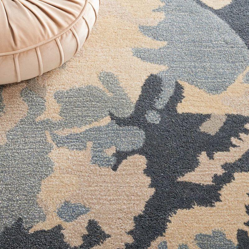 Hand-Tufted Steel Blue Round Wool & Viscose Rug - 47"