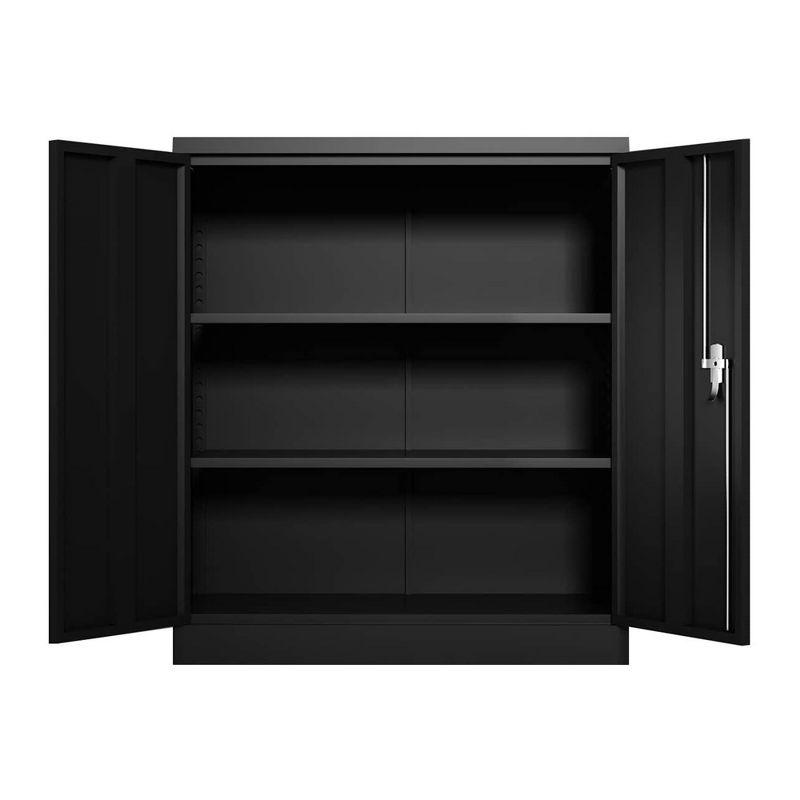 Aobabo 42-Inch 2 Door Locking Metal Storage Cabinet Organizer with 2 Adjustable Shelves and 2 Keys for Garages and Offices, Black